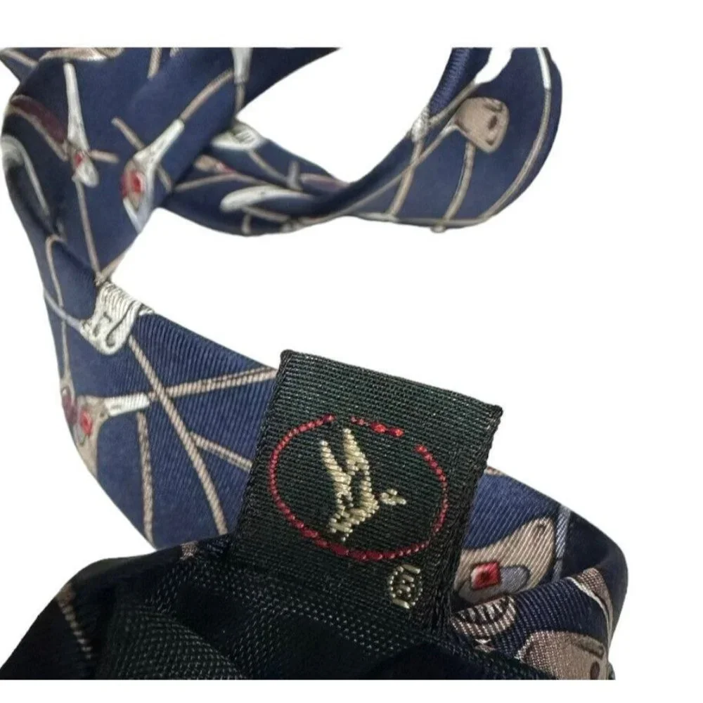 VTG Bert Pulitzer 100% Silk Mens Neck Tie Golf Clubs All Over Print 58